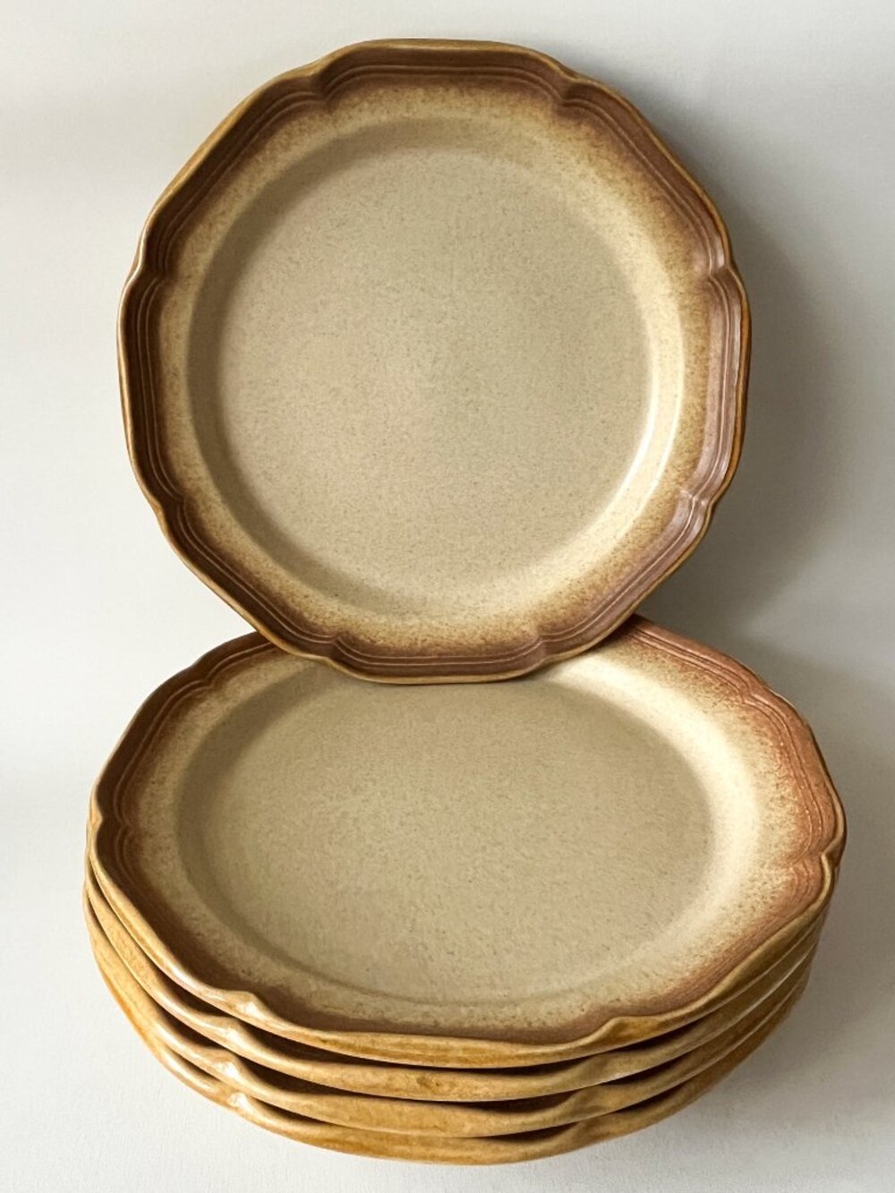 Set 5 Mikasa Whole Wheat E8000 Dinner Plate 10.75" Vintage Stoneware Japan